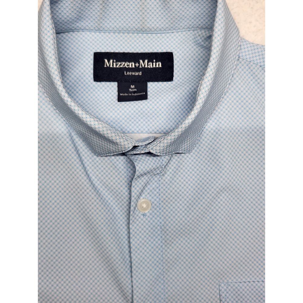Mizzen+Main Leeward Men’s Medium Trim Blue Performance Short Sleeve Button Down